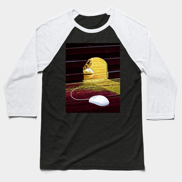 Cat and mouse Baseball T-Shirt by DadOfMo Designs